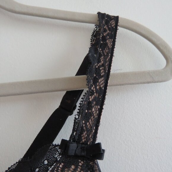 CURVY COUTURE Tulip Lace Push Up Balconette Bra in Black - Size 34G - Picture 5 of 13